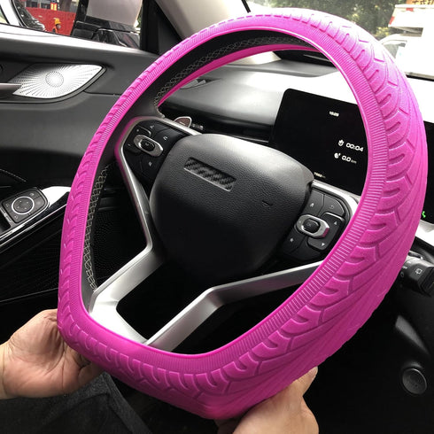 Car Steering Wheel Cover Silicone Steering Wheel Cover 13 Colors for Choice (Pink)...