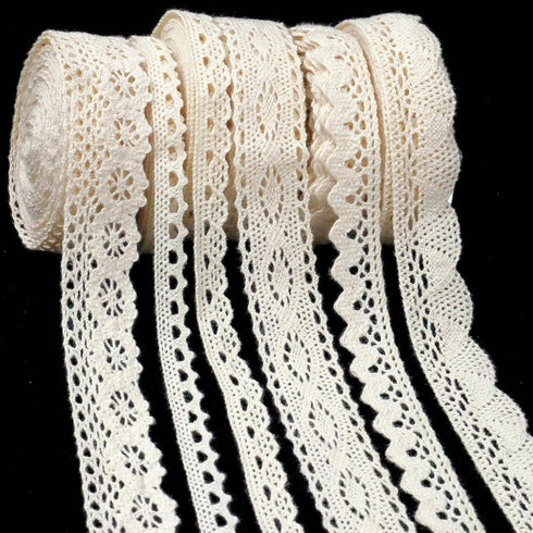 Beige Lace Ribbon Cotton Crochet Lace Trim for Scrapbooking Dream Catcher Decorative Crafts Supply (33 Yards)...