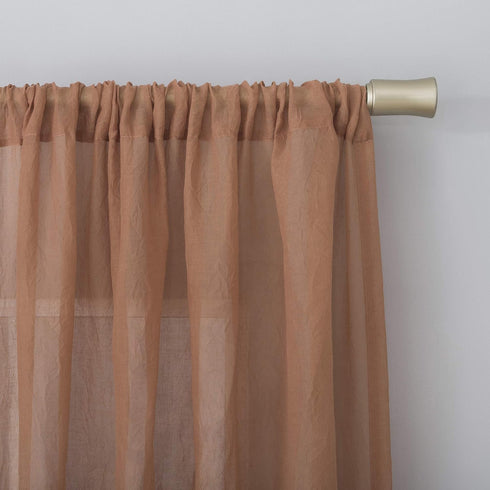 No. 918 Genevieve 2-pack 2-pack Linen Weave Sheer Semi-Sheer Grommet Curtain Panel Pair, 50" x 84", Sienna...