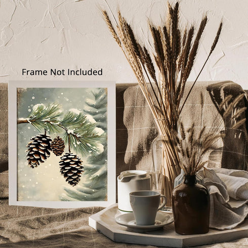 Posterizer 1 pcs-pinecones in snowey winter nature 7-Holiday Poster Collection-Landscape & Nature Art-Living Room Bedroom Decor- unframed wall art...