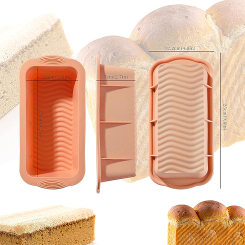 3PCS Silicone Bread Loaf Pan, Non-Stick Bread Pans for Baking, Easy Release Loaf Pan, Great for Homemade Bread, Cakes, Brownies, Dishwasher Safe (...
