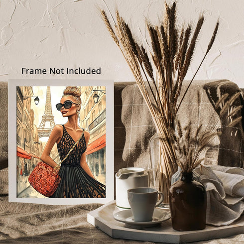 Posterizer 1 pcs-glamorous woman in stylish Parisian street 4-Inspirational Women's Art-Adventure Wall Art-Gift for Women, Fashionistas, Designer ...