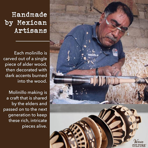 Traditional Molinillo Whisk by Verve CULTURE, Wooden Stirrer and Frother for Mexican Hot Chocolate, Authentic Mexican Cookware, Handmade Wooden Ki...