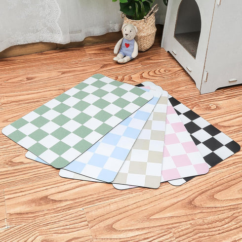 Ralxion Checkered Dog Feeding Mat, Absorbent Mats for Dog Food and Water Bowl, Dispenser, Retro Modern Aesthetic Sage Green Checkerboard Pet Place...