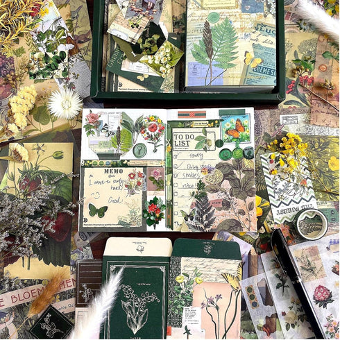 LCLAIDYDY Scrapbooking Supplies Kit,Vintage Botanical Aesthetic Scrapbook Kit,Bullet Junk Journal Kit with Journaling,A6 Grid Notebook,Stationery,...