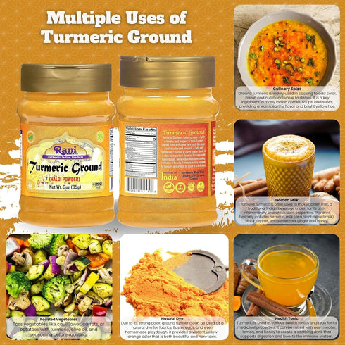 Rani Turmeric (Haldi) Root Powder Spice, (High Curcumin Content) 3oz (85g) PET Jar ~ All Natural | 100% Pure, Salt Free | Vegan | Gluten Friendly ...