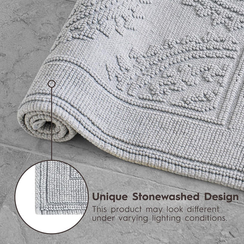 Jean Pierre New York Cotton StoneWash Medallion 17x24 in. Bath Rug, Gray...