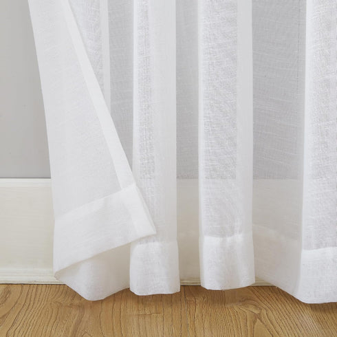 Archaeo Slub Textured Linen Blend Curtain, 52" x 84", White...