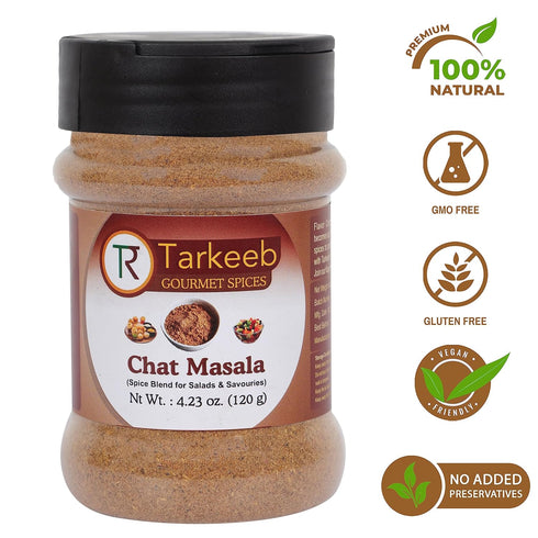 Tarkeeb Chat Masala 4.23 oz (120g) Shaker Top PET Jar | Tangy Indian Seasoning | All Natural | Vegan | No Colors | Gluten Free | NON-GMO | Indian ...