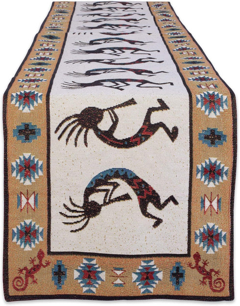 DII Tabletop Collection, Southwest Hacienda Stripe, Table Runner, 13x72, Kokopelli Tapestry...