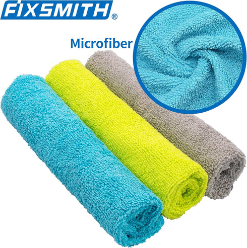 FIXSMITH Microfiber Cleaning Cloth - Pack of 8, Size: 12 x 16 in, Multi-Functional Cleaning Towels, Highly Absorbent Cleaning Rags, Lint-Free, Str...