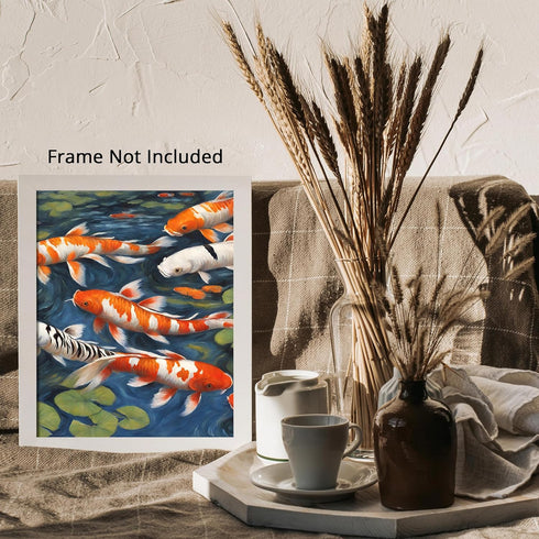 Posterizer 1 pcs- Orange and white fish swimming in a river-Art for Animal Lovers-Floral Botanical Art- Gift for Men Women -decor for Bedroom, Off...