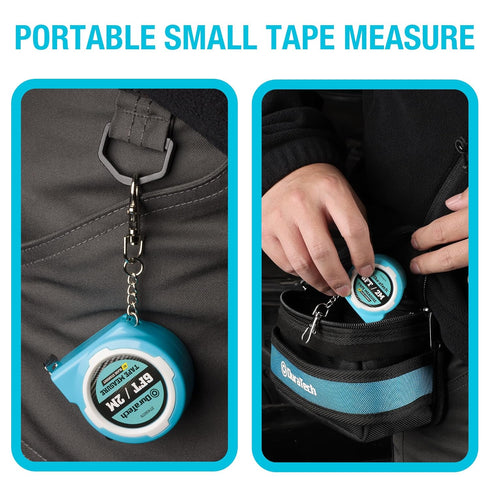 DURATECH Mini Tape Measure, 2 PCS 6FT Inch/Metric Small Tape Measure, Retractable Easy Reading Keychain Measurement Tape, Pocket Size Small Tape M...