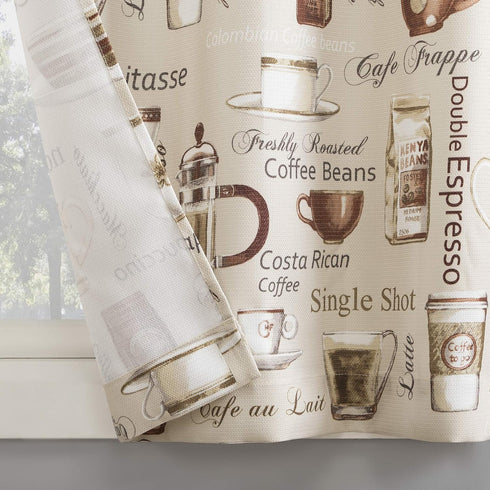 No. 918 Bristol Coffee Shop Semi-Sheer Rod Pocket Kitchen Curtain Valance and Tiers Set, 54" x 24", Ivory Off-White...