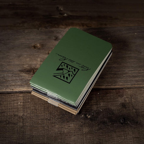 Rite in the Rain Weatherproof On The Go Wallet Notebook, 2" x 3.375", 2 Each Tan, Green, Black Cover, Blank Pages, 6 Pack (No. OTG-TACL)...
