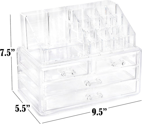 Masirs Clear Cosmetic Storage Organizer, Easily Sort Make-up, Jewelry & Hair Accessories, Looks Elegant on Your Vanity, Bathroom Counter or Dresse...