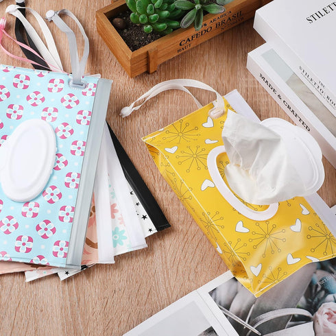 FEBSNOW 6 Pack Baby Wipes Dispenser, Portable Refillable Wipe Holder, Baby Wipes Container, Reusable Wipes Case, Baby Travel Wet Wipes Pouch...