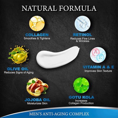 Mens Face Moisturizer Cream - Anti Aging & Wrinkle for Men with Collagen, Retinol, Vitamins E, Jojoba Oil - Face Lotion - Age Facial Skin Care - E...