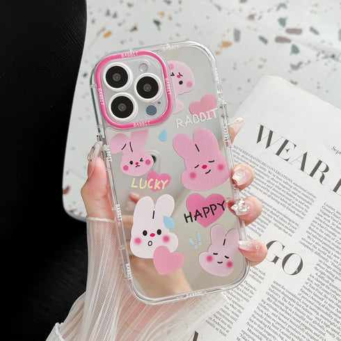 Jmltech for iPhone 15 Pro Max Case Cute Mirror Girly Pink Rabbit Women Silicone Slim Protective Phone Cases for iPhone 15 Pro Max (Rabbit, iPhone ...