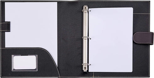 It's Academic Mini Executive Leather Portfolio Folder, 1" Ring Binder and 250-Sheet Capacity, Note Pads, and 5.5" x 8.5" Documents, 2 Pen Loops, D...