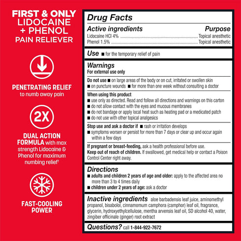 Absorbine Jr. PRO No-Mess Lidocaine Roll On, Maximum Strength Numbing Pain Relief with Phenol for Fast-Acting Relief of Nerve Pain, Muscle Aches, ...