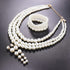 FINREZIO Women's Faux Three Multi-Strand Pearl Necklace Long Pearl Dangle Earrings and Bracelet Jewelry Set for Women...