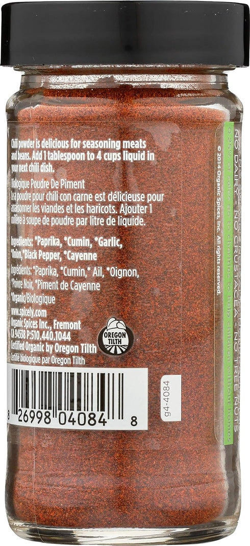 Spicely Organics Chili Powder 1.70 Ounce Jar Certified Gluten Free...