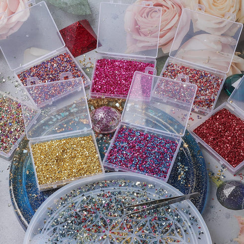 Crushed Glass Chips, 75g Irregular Metallic Chip Broken Glass Sprinkles Chunky Glitter for Nail Art,Painting,DIY Resin Mold,Phone Case Making,Jewe...