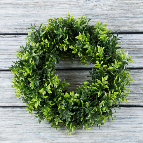 11.5-Inch Opal Basil Wreath - UV Resistant Artificial Summer, Fall, Winter, or Spring Wreath - Indoor/Outdoor Wreaths for Front Door by Pure Garde...