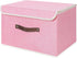 ANMINY Storage Bin with Lid Storage Boxes with PU Leather Handles PP Plastic Board Decorative Foldable Lidded Cotton Linen Fabric Home Cubes Baske...