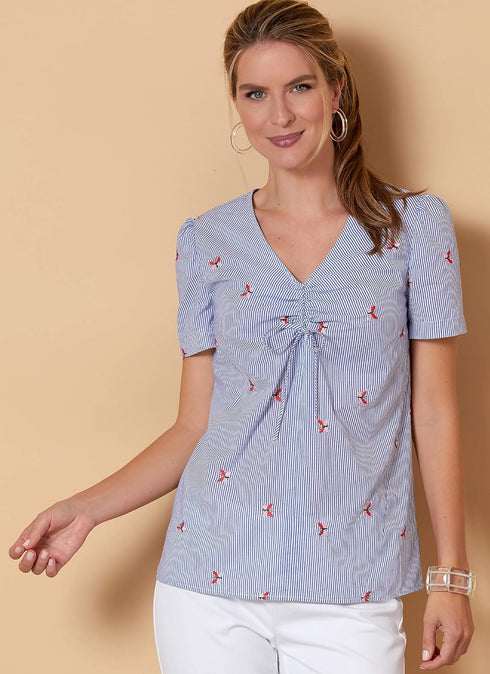 Butterick B6662D5 Easy to Sew Women's Pullover Tie Front Blouse Sewing Patterns Sizes 12-20...