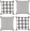 DII Decorative Square Throw Pillow Cover Collection Cotton, Machine Washable, Hidden Zipper, 18x18, Gray Gingham, 4 Piece...
