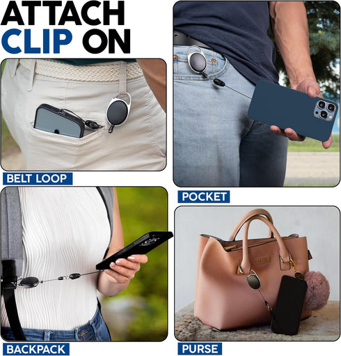 Phone Assured - Anti- Drop- Anti-Theft - Anti-Damage - Retractable Smartphone Safety Leash and Clip...