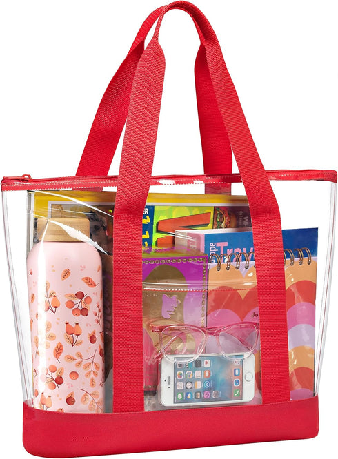 Handy Laundry Clear Tote Bag - Zipper Closure, Long Shoulder Strap, Fabric Trimming....