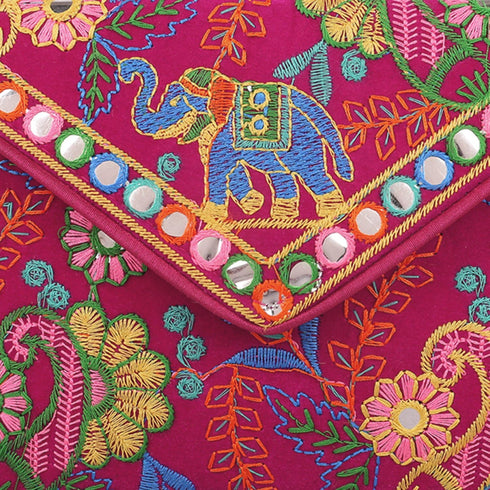 Craft Trade Clutch Bags for Women - Rajasthani Hand Embroidered Mini Crossbody Bag Women's Cluches for Wedding Party Gifts...