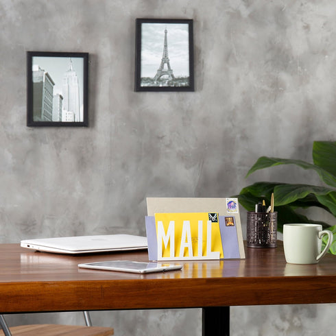 MyGift Modern White Metal Mail Holder Countertop Organizer with Cutout MAIL Lettering Design, Office Desktop Envelope and Document Storage Rack...
