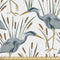 Lunarable Swamp Fabric by The Yard, Blue Grey Heron Birds and Bulrush Water Foliage Growth Wilderness Tropical Lands, Decorative Fabric for Uphols...