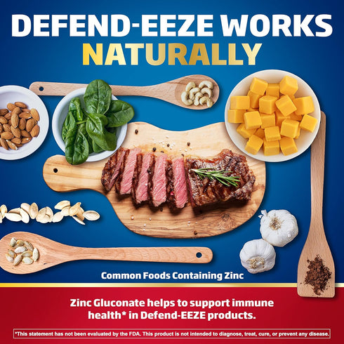 Defend-EEZE Immune Support Dietary Supplement Lozenges, 100% Daily Value of Zinc, Vitamins C & D per Dose, with Echinacea & Elderberry, Elderberry...