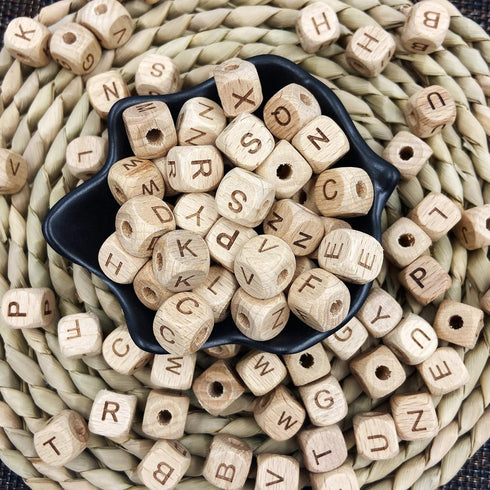 Wooden Alphabet 26 Letter Beads 12mm 104pc Wood Loose Beads for Jewelry Keychain Making...