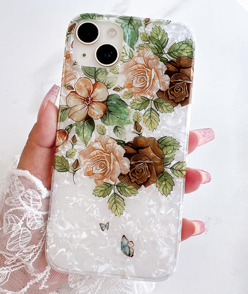 Qokey for iPhone 15 Plus Case,iPhone 14 Plus Case,Cute Flower Case for Girls Women,Shell Pattern Soft Bumper Lightweight Fit Case Shockproof Phone...