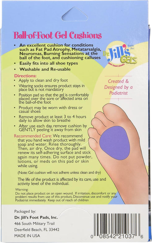 Dr. Jills Gel Ball of Foot Cushions (Self-Sticking and Re-Usable)...