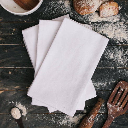 DG Collections 100% Cotton Flour Sack Towels – 12 Pack, 27x27 Inches, White, Lint-Free, Pre-Washed, Hemmed Edges – Reusable Kitchen Towels for Cle...