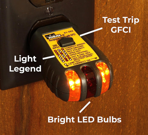 IDEAL Electrical 61-502 120V AC GFCI Receptacle Tester...