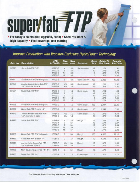 Wooster Brush RR925-9 Inch Super Fab FTP Roller Cover, 3/4-Inch Nap...