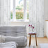 FMFUNCTEX Linen Semi Sheer Curtains for Living Room & Bedroom, Silver Metallic Print White Tree Panel, Light Filtering 84" Long Grommet Top 2 Pane...