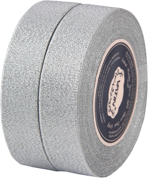 VATIN Glitter Metallic Silver Ribbon 1 inches Wide Sparkly Fabric Gorgeous Ribbon for Gift Crafters Wedding Party Brithday Wrap Hair Bows Floral P...