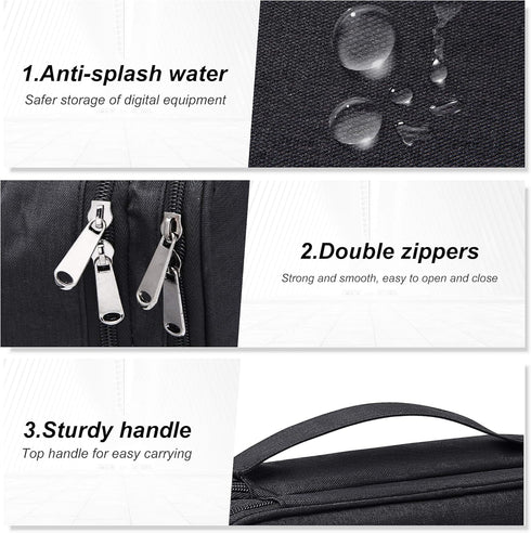 Electronic Bag Travel Cable Accessories Bag Waterproof Double Layer Electronics Organizer Portable Storage Case for Cable, Cord, Charger, Phone, A...