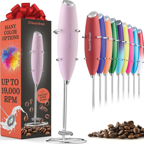 Powerful Handheld Milk Frother, Mini Milk Foamer, Battery Operated Stainless Steel Drink Mixer with Frother Stand...