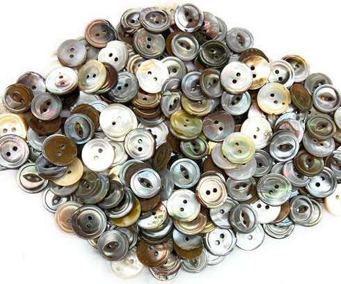 150 Ocean Pearl Grey Buttons ~Mother of Pearl Buttons ~150 Pcs. 1/2" Mixed Design and Cat Eye #3 Quality Quality Great for Crafts...