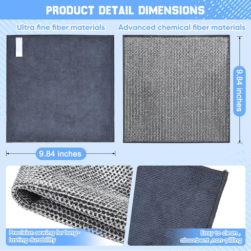 10 Pcs New Upgrade2-Layer NonScratch Wire Dishcloth,Wire Dishwashing Rag, Non-Scratch Wire DishwashingRagsfor Wet and Dry, Kitchen Cleaning Dish R...
